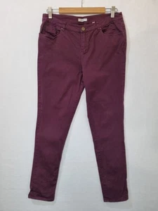 PIPER Women's Jeans Size 12 Burgundy Slim leg Mid rise Stretch Mulberry Comfort - Picture 1 of 13