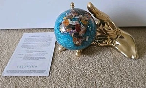 Alexander Kalifano Gemstone Globe with Gold Hand Desk Earth 9" long 6" high - Picture 1 of 8