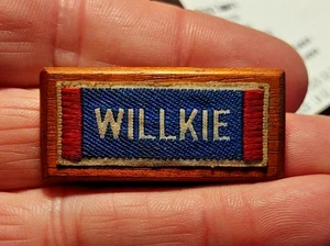 Wendell Willkie 1940 campaign pin Ribbon Bar for Vets By J. & J. Cash Norwalk CT - Picture 1 of 2
