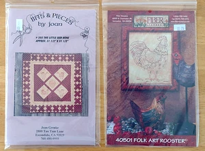 2 Vintage Embroidery & Quilt Patterns Chickens Rooster Bits & Pieces by Joan - Picture 1 of 4