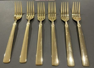 Reed & Barton Sanderling Set Of 6 Dinner Forks Korea Gold Electroplate Stainless - Picture 1 of 4