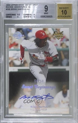 2008 Sweet Spot Holofoil Signatures /50 Brian Barton BGS 9 MINT Rookie Auto RC - Image 1 of 2