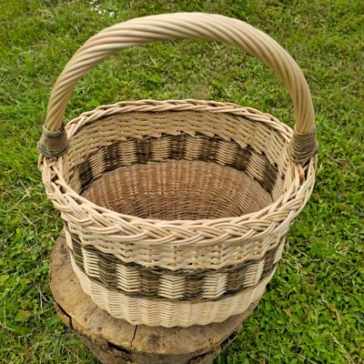 Handmade Tall Wicker Basket – Rustic Willow Storage Organizer with Handle - Image 1 of 4