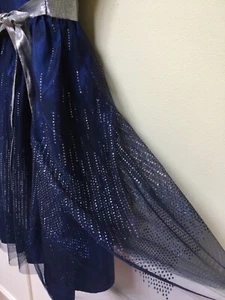 Jona Michelle Girls Dress Size 12 Formal Navy Royal Blue silver princess Party - Picture 1 of 16