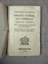 VERITABLE ET FIDELE PROCES-VERBAL DES ASSEMBLEES TENUES EN GEVAUDAN. 1789.
