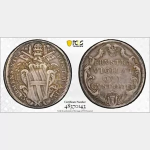1734 PAPAL STATES 1/2 Piastra Silver Coin Rome Mint Clement XII PCGS AU-53 - Picture 1 of 4