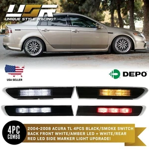 Switchback Amber/White LED Smoke 4 Pieces Side Marker Lights For 04-08 Acura TL - Picture 1 of 12