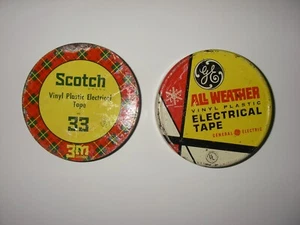 Vintage Scotch Electrical Tape No.33 Plaid Tin & GE All Weather tape tin - Picture 1 of 4