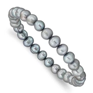 6-7mm Grey Freshwater Cultured Pearl Stretch Bracelet - Picture 1 of 2