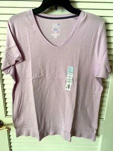 NEW Croft & Barrow Short Sleeve V Neck Classic Tee Lavender, Sizes XXL - Picture 1 of 3