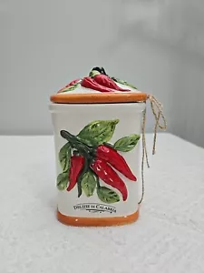 Decorative Ceramic Jar With Raised Chili Peppers Made in Italy - Picture 1 of 10