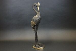 Großer Bronze Vogel Kranich Skulptur 20.Jhd (DX148)