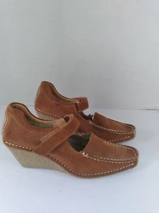 Summer Rio Y2K Brown Stitch Suede Leather Women's Wedge Rubber Heel Shoe 9 - Picture 1 of 6