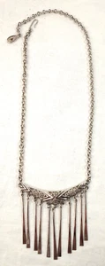 Vintage Emmons Halskette Damen silberfarben Metallkette verziert floral 19" - Bild 1 von 4