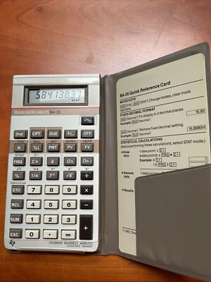Texas Instruments BA–35 Working Business Analyst Calculator, Manual & Case - Image 1 of 4