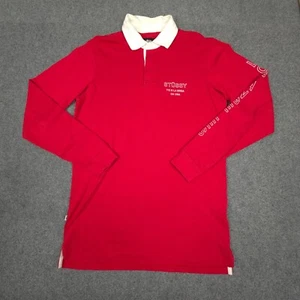 Stussy Shirt mens SMALL red TShirt long sleeve rugby striped Size S - Picture 1 of 10