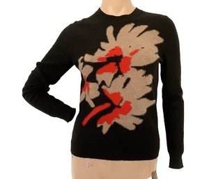 ERIC BOMPARD £285 Pure Cashmere Brown Slim Fit Floral Jumper Sweater SMALL BNWT - Picture 1 of 15