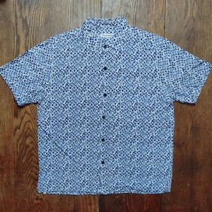 Tommy Bahama Shirt Geometric Lenzing Viscose Short Sleeve Button Up Blue Men's L - Picture 1 of 16