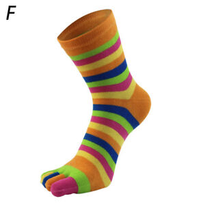 Rainbow Cotton Socks Five Finger Toe Socks Colorful Striped Men Women Fashion