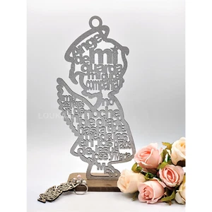 US 4/12pcs Silver Wooden Religious Angel Girl Centerpiece w\ Stand Party Decor - Picture 1 of 1