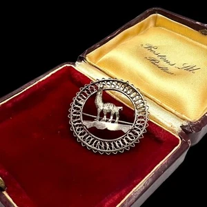 Antica spilla vintage Nouveau argento sterling 950 lama peruviana 2,4 g - Foto 1 di 3