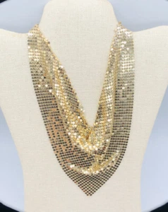 Outstanding Vtg Fashion JENNIFER LOPEZ Golden Sparking Evening Party Necklace - Picture 1 of 11