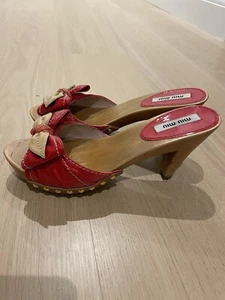 Miu Miu Patent Leather Wooden Clogs Sandals Size 4 UK 37 EU - Picture 1 of 11