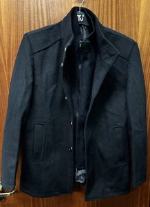 Dahogongyun Gr. L schwarzer Mantel mit abnehmbarem Körperwärmer mit Taschen Herren - Bild 1 von 3