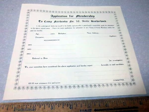 Alaska Arctic Brotherhood Camp Fairbanks No. 16 Application for membership, NEW - Picture 1 of 3