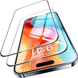 3-PACK iPhone 15 ,15 Pro,15 Pro Max,15 Plus Full Coverage Tempered Glass screen - Picture 1 of 6
