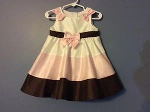 Rare Too Baby Mädchen Kleid Größe 12 Monate rosa braun elegant Farbblock 124 - Bild 1 von 12