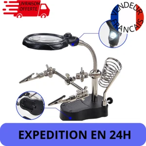 Troisième Main Articulée Lampe Éclairé LED Multifonction Flexibles Soudure Brico - Foto 1 di 4