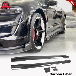 Se adapta a Porsche Taycan Base 4S 19-24 CARBONO REAL faldones laterales extensión panel labial - Imagen 1 de 14