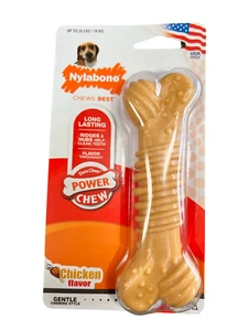 Nylabone Medium Wolf Chicken Durachew Textured Dog Chew Bone POWER CHEW NCF303P - Picture 1 of 12