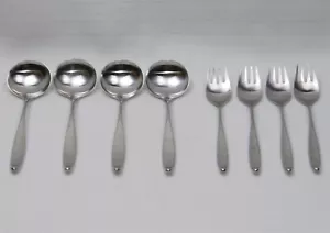 Lauffer Design 2 MCM 18/8 Stainless Germany 4 Salad Forks 4 Round Soup Spoons - Picture 1 of 7
