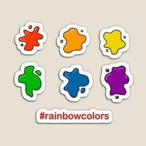 Regenbogen helle Farben Palette Spaß Vinyl Aufkleber 3X3,5" matt handgefertigt langlebig - Bild 1 von 2