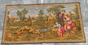 French Tapestry Vintage Pictorial Tapestry Romantic Tapestry 2x5 ft - Picture 1 of 9