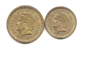 1945 (ND) Monaco ein und zwei Francs -- sehr starke Details !! - Bild 1 von 2