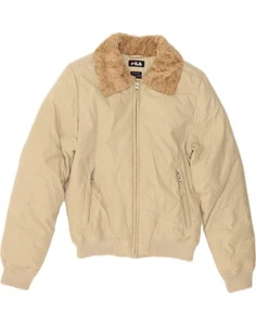 FILA Womens Bomber Padded Jacket UK 10 Small Beige Polyester BH10 - Picture 1 of 3
