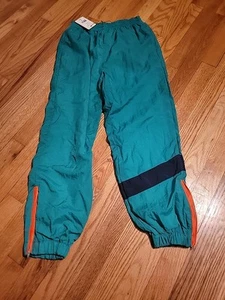 VINTAGE Nautica Competition Track Pants Youth Medium Green Nylon  Zipper Sides  - Picture 1 of 14