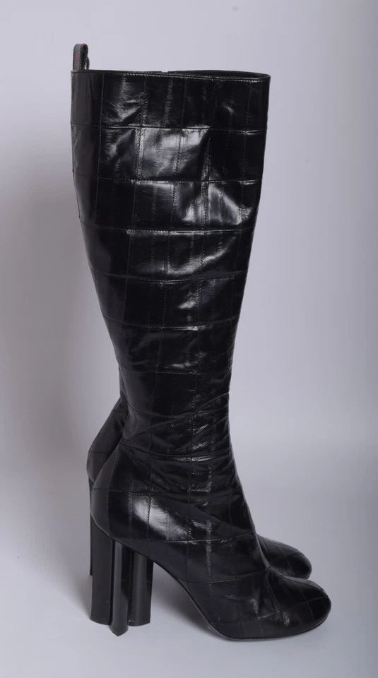 Louis Vuitton Women Black Knee High Boots 100% Leather High Heel Booties EUR 38 - Image 1 of 4