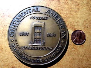 1957 Continental American Life Insurance Company  50 Years Bronze Medal F3 - Picture 1 of 2