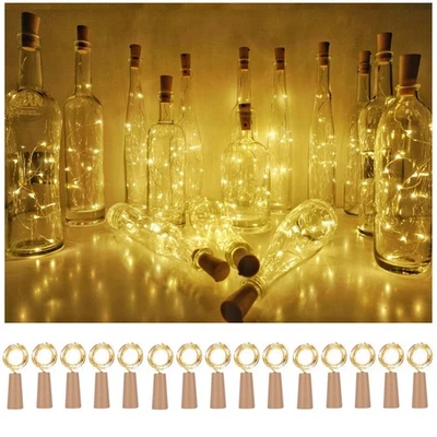Paquete de 15 luces de corcho para botella de vino 10 LED/40 pulgadas con forma de corcho a batería policía Foto 1 de 4