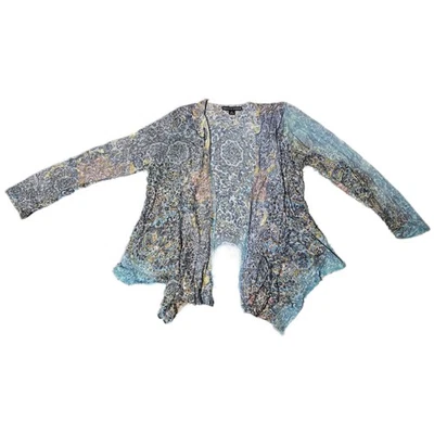 Cárdigan ligero con estampado floral de cachemira Mirror Image XL frente abierto (W) Foto 1 de 4