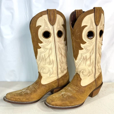 女士 Durango 西部牛仔女牛仔靴 12 英寸 6M 码棕褐色/奶油色 DRD0174 — 第 1/4 张图片