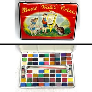 Vintage 60er Jahre Blechdose feinste Aquarelle. Made in England. 59 Farben; unbenutzt RAR - Bild 1 von 10