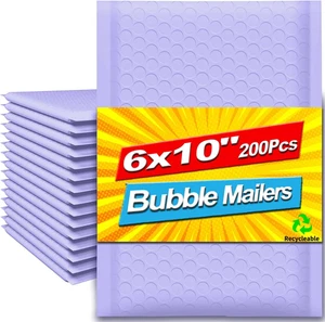 200 Pack of 6x10 Inch Waterproof Tear-Resistant Bubble Mailers - Picture 1 of 13
