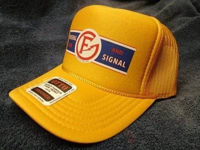 Federal Sign & Signal "Circle F" Ball Cap Gold Otto High Crown Trucker Snapback Foto 1 de 3