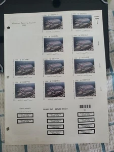 Full Sheet Of 10 Michigan Trout/Salmon Stamp 1986 New Unhinged RARE - Picture 1 of 2