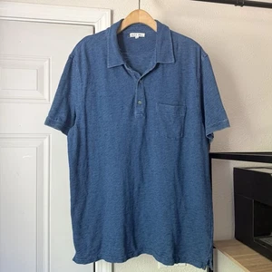 ALEX MILL men’s indigo blue cotton polo popover short sleeve shirt - Picture 1 of 7